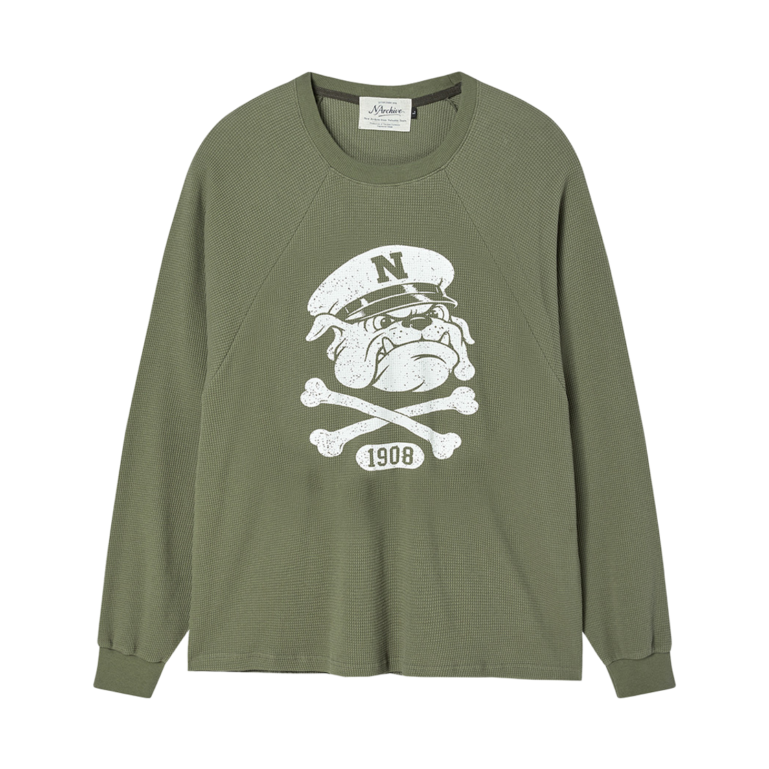 NV26FARL03KH N ARCHIVE Heavy Washed Graphic Long Sleeve Tee Khaki