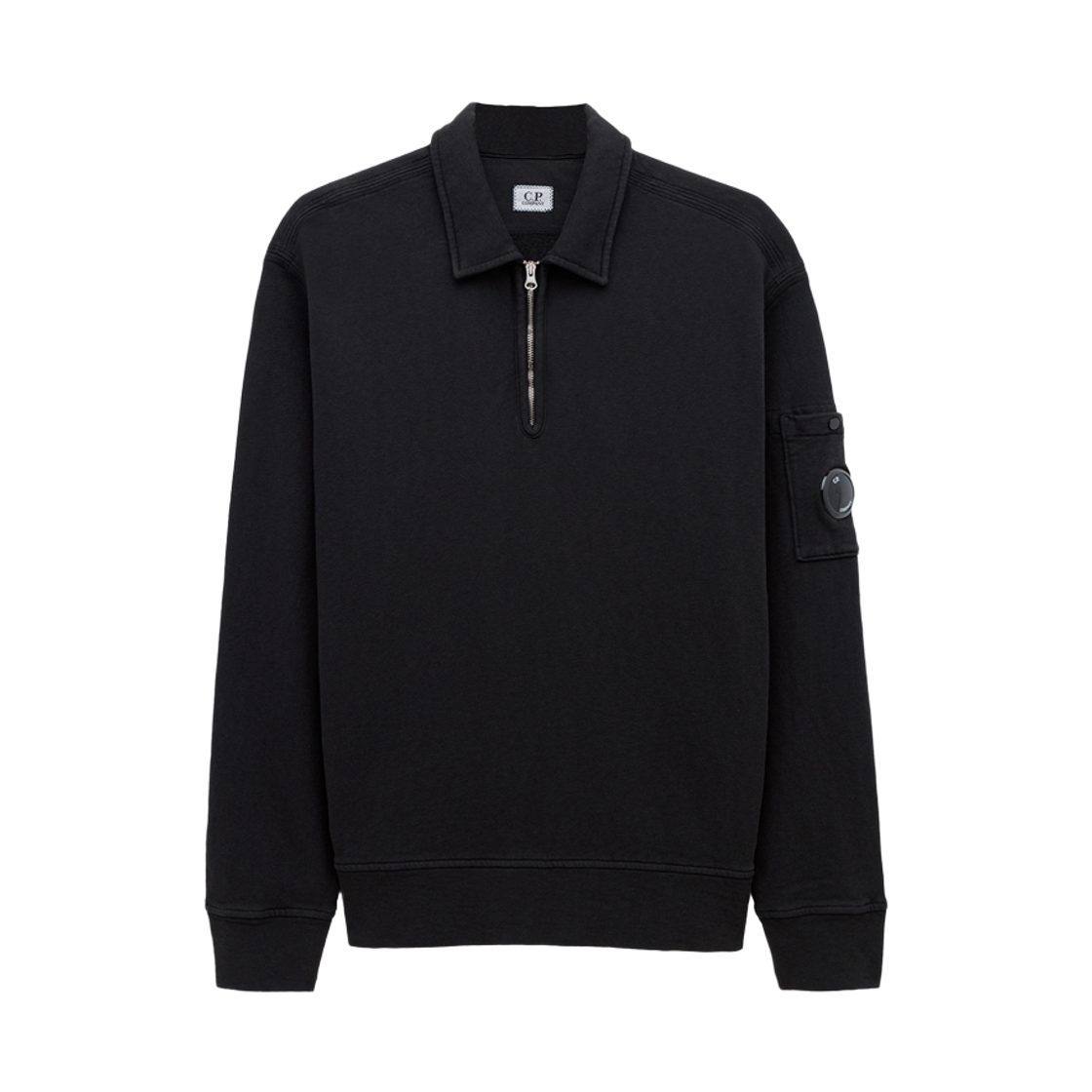 20CMSS208A 110337O 999 [20% 쿠폰] C.P. Company Lens Wappen Half Zip Sweatshirt Black - 26SS