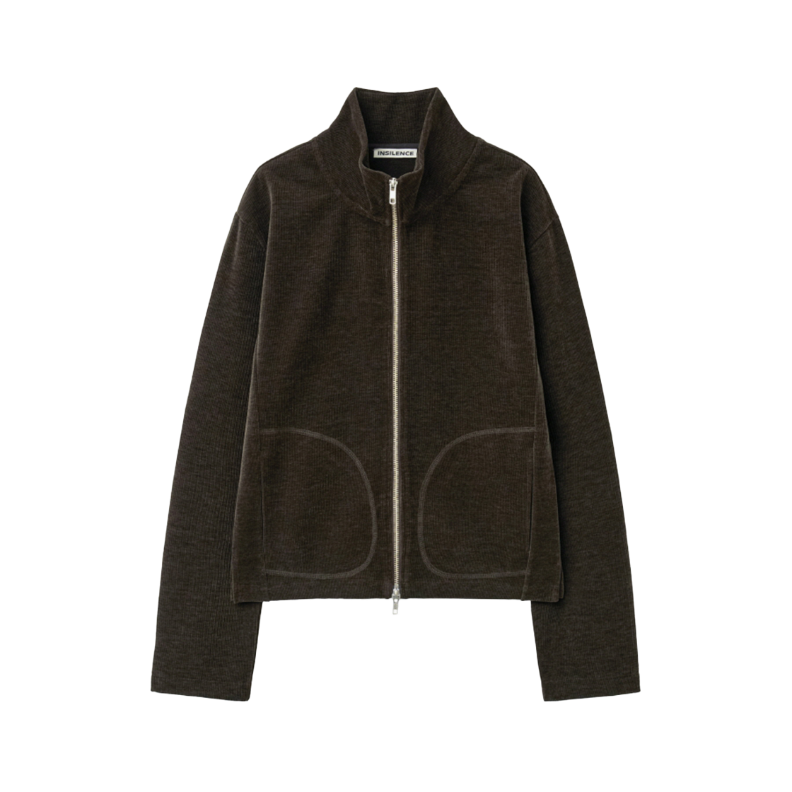 IW2F4JP32BR INSILENCE WOMEN Corduroy High-Neck Zip-Up BROWN