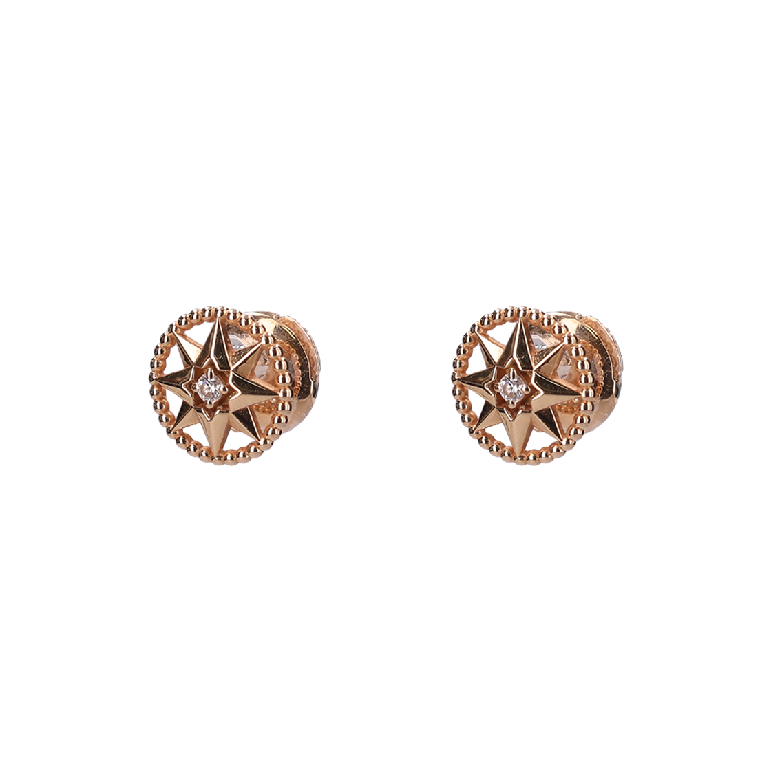 ITLAERVWOJEJ Dior Rose de Vent Small Earrings 18K Rose Gold