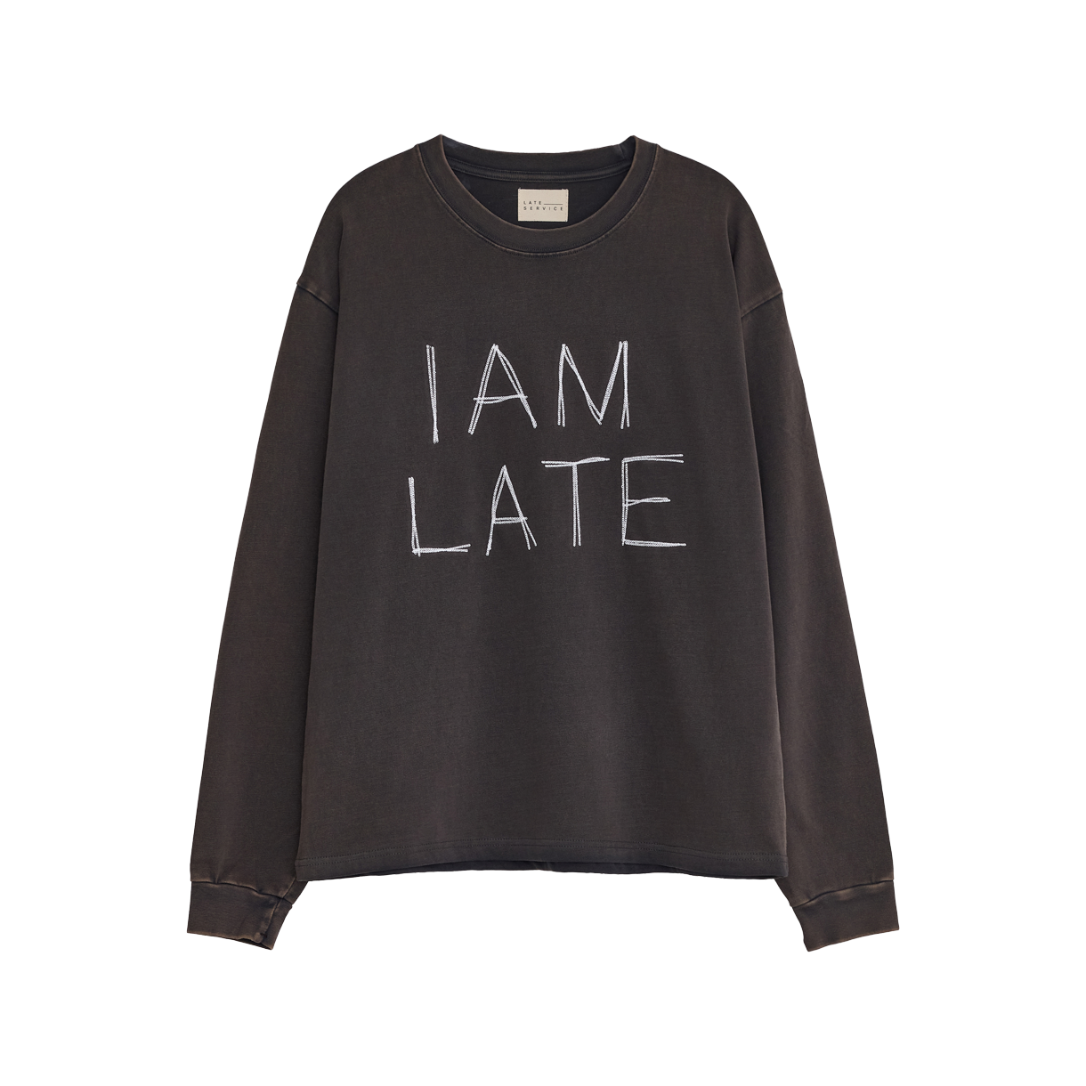 레이트 서비스 아이 엠 레이트 티셔츠 챠콜(LATE SERVICE 'I AM LATE' T-Shirt Charcole)
