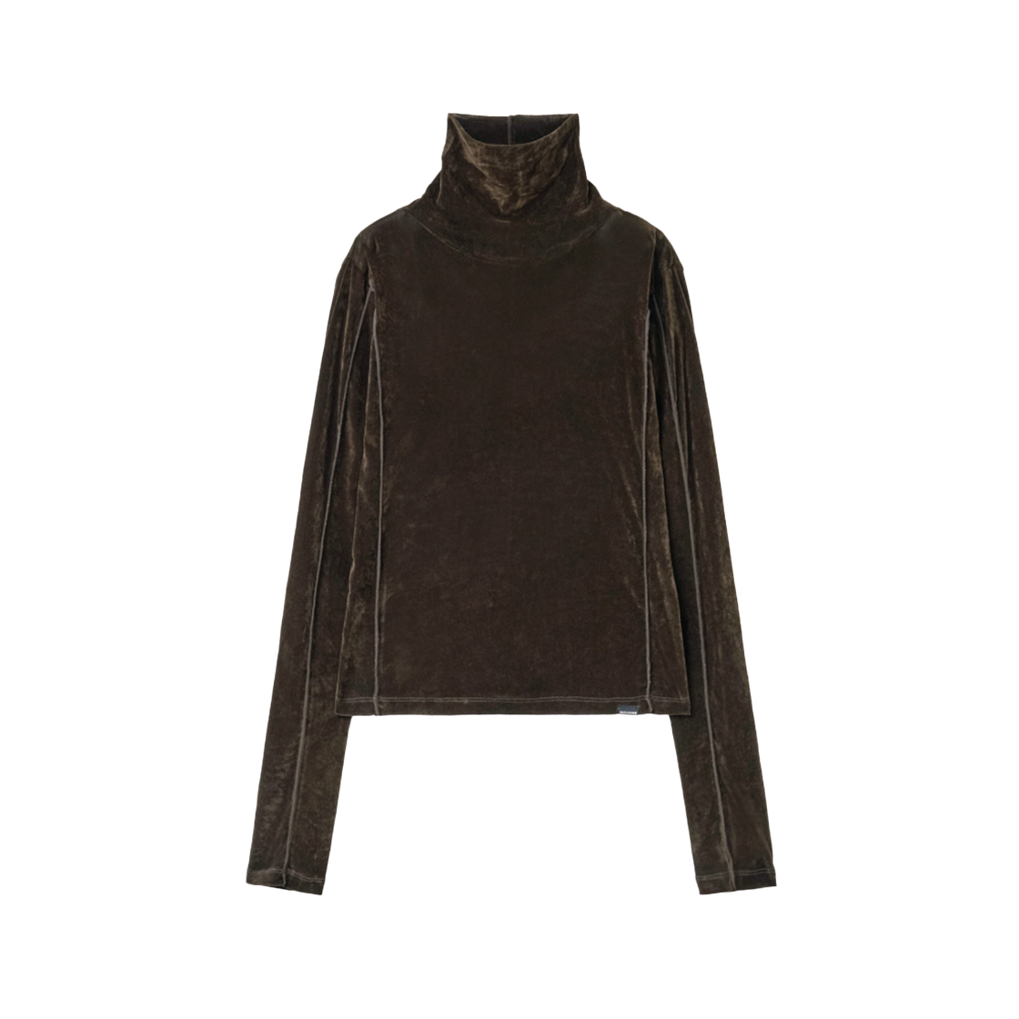 IW2F4TO01BR INSILENCE WOMEN Velvet Mesh Turtleneck T-Shirt BROWN