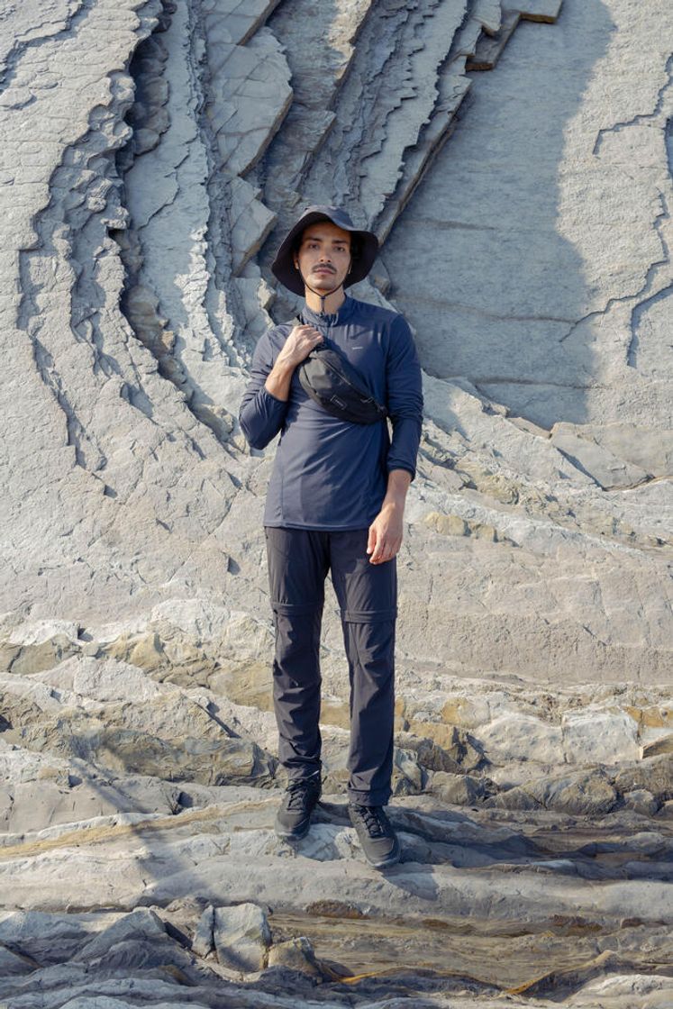 데카트론 남성 하프집 등산 긴팔 베이스 레이어 MH500 아스팔트 블루(Decathlon Men's Half-Zip Long-Sleeve Hiking Base Layer MH500 Asphalt Blue) - 8