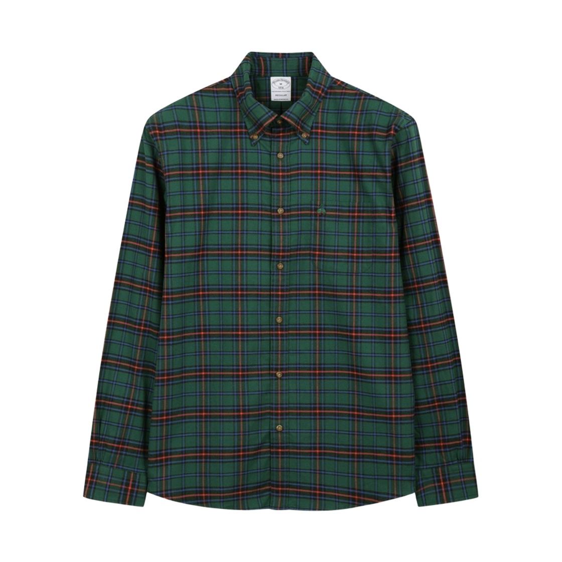 BBTHMFG401-ZGR BrooksBrothers Flannel Check Shirt Green