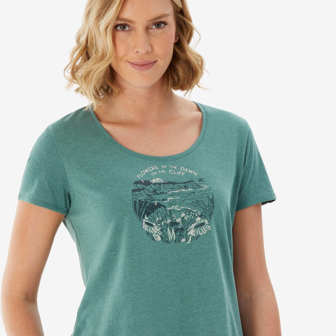 데카트론 여성 하이킹 반팔 티 NH500 애쉬 그린(Decathlon Women's Short-Sleeve Hiking T-Shirt NH500 Ash Green) - 5