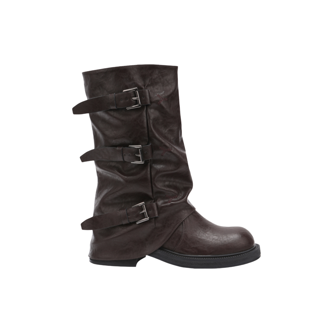 세인트새틴 바르크 소가죽 폴딩 버클 미들 부츠 브라운 5cm(SAINT SATIN VARC Middle Brown 5cm)