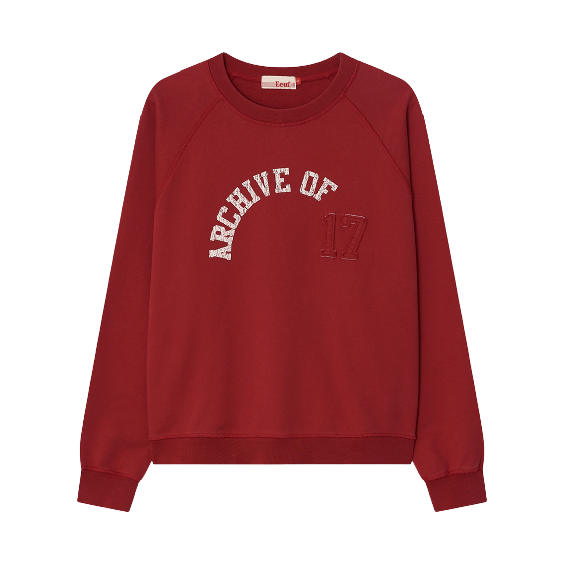 이우트  워시드 앤 크랙드 스웻셔츠 레드(EEUT Washed And Cracked Sweatshirt Red) - 1