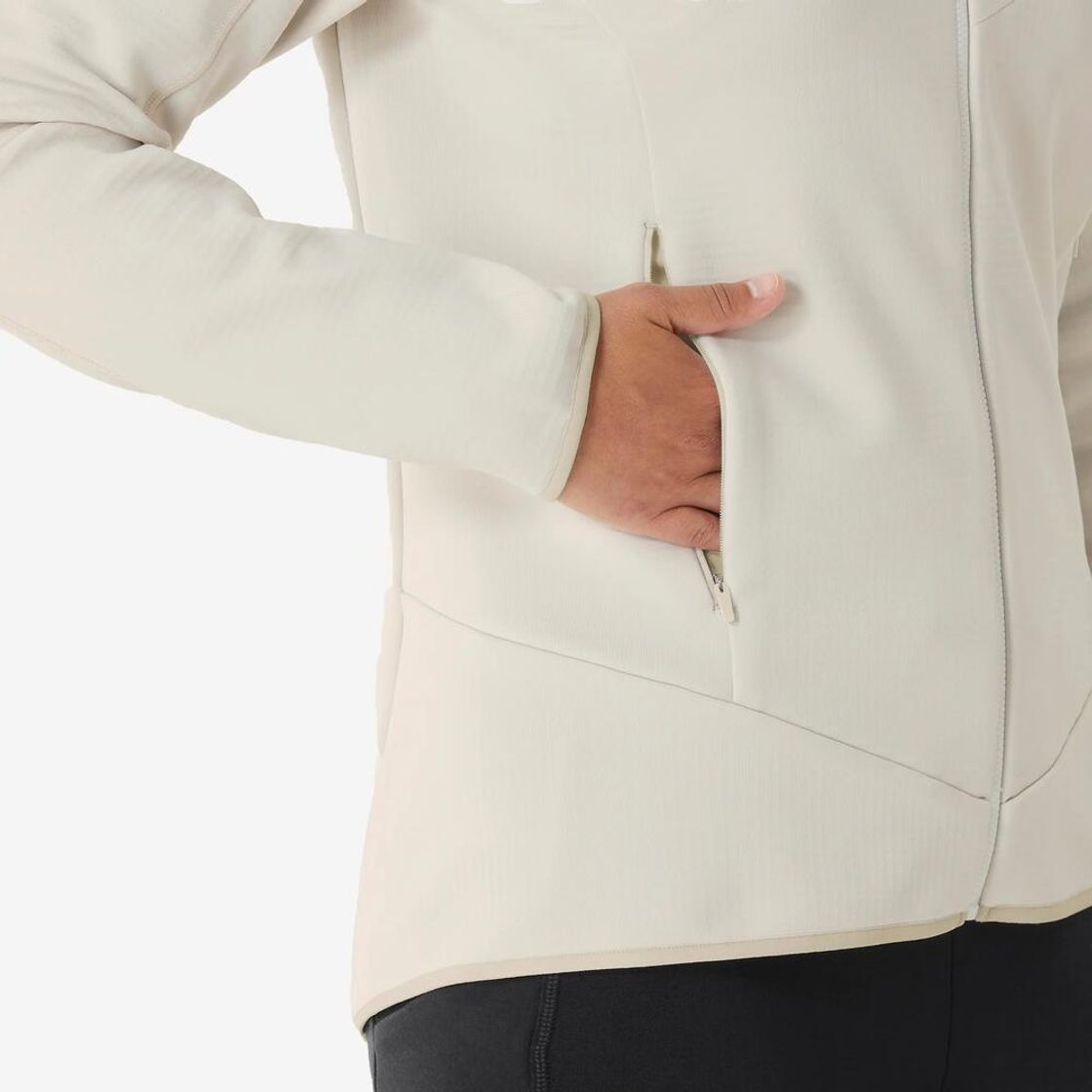 데카트론 여성 등산 풀집 포켓 플리스 후드 자켓 MH500 펄 베이지(Decathlon Women's Full-Zip Pocket Hiking Fleece Hooded Jacket MH500 Pearl Beige) - 4