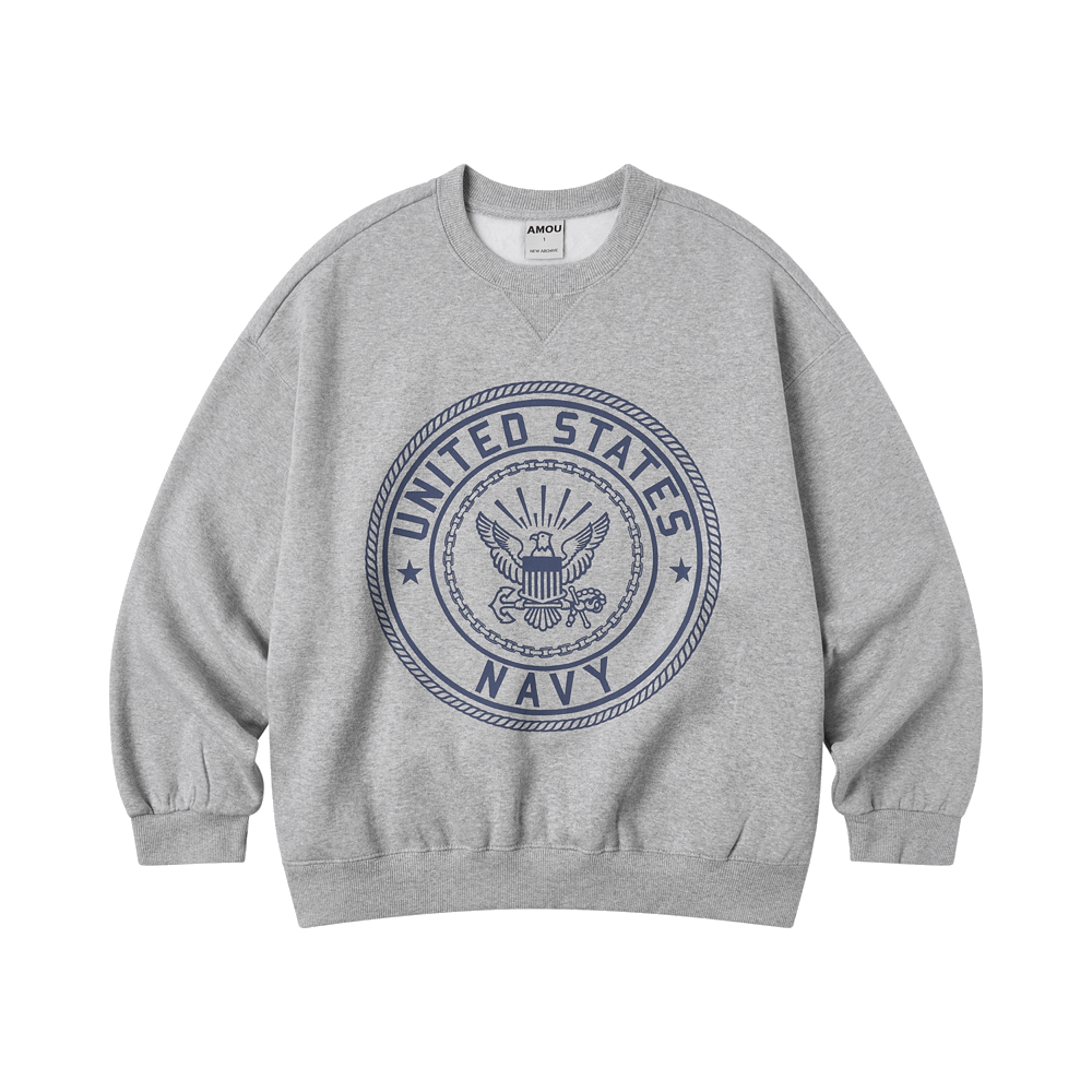 AM26FWMT03GR AMOU [Fleece]  US Navy Sweat Shirts Gray