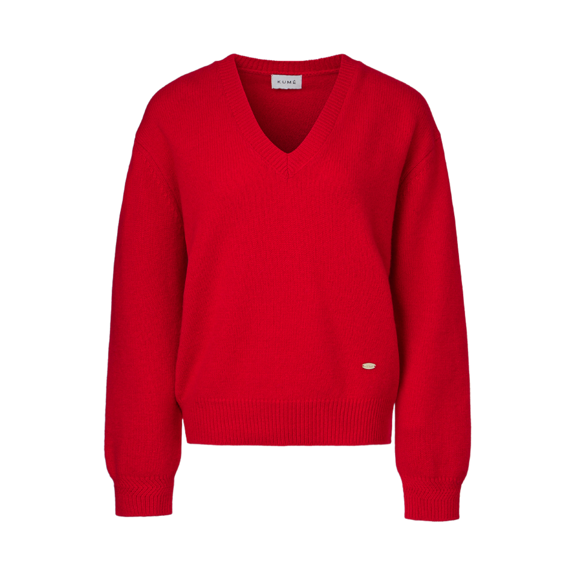 쿠메 울 V넥 니트 스위터 레드(KUME Wool Relaxed V-Neck Sweater Red)