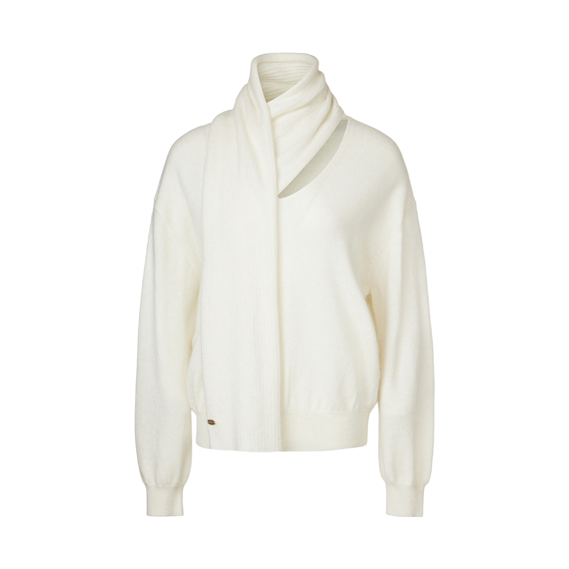 쿠메 라쿤 랩 타이 니트 스웨터 아이보리(KUME Raccoon Blend Muffler Knit Sweater Ivory)