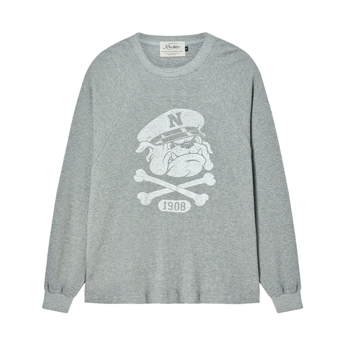 NV26FARL03GR N ARCHIVE Heavy Washed Graphic Long Sleeve Tee Gray