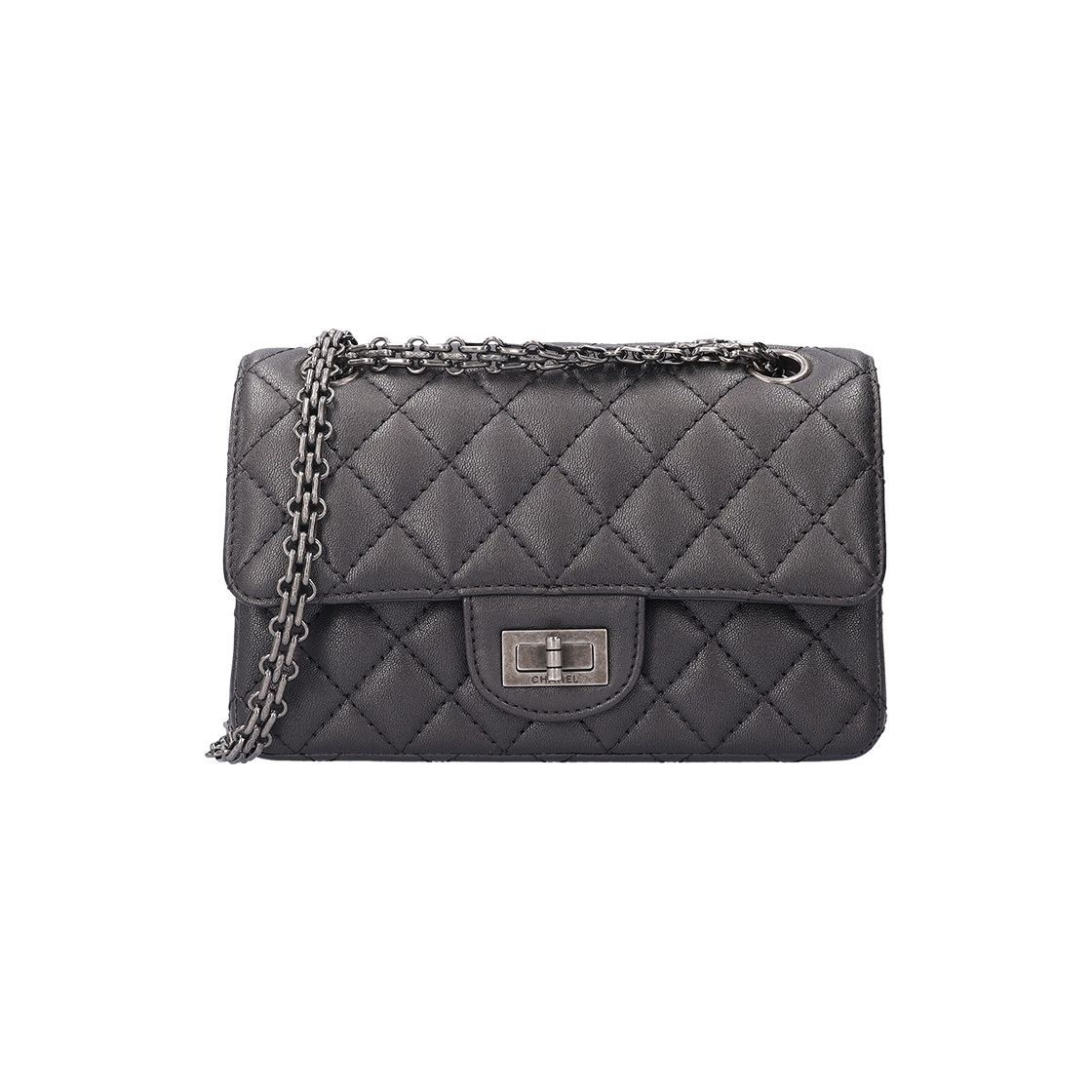 ITRSOEWGUNCM Chanel 2.55 Mini Handbag Vintage Calfskin & Dark Gray