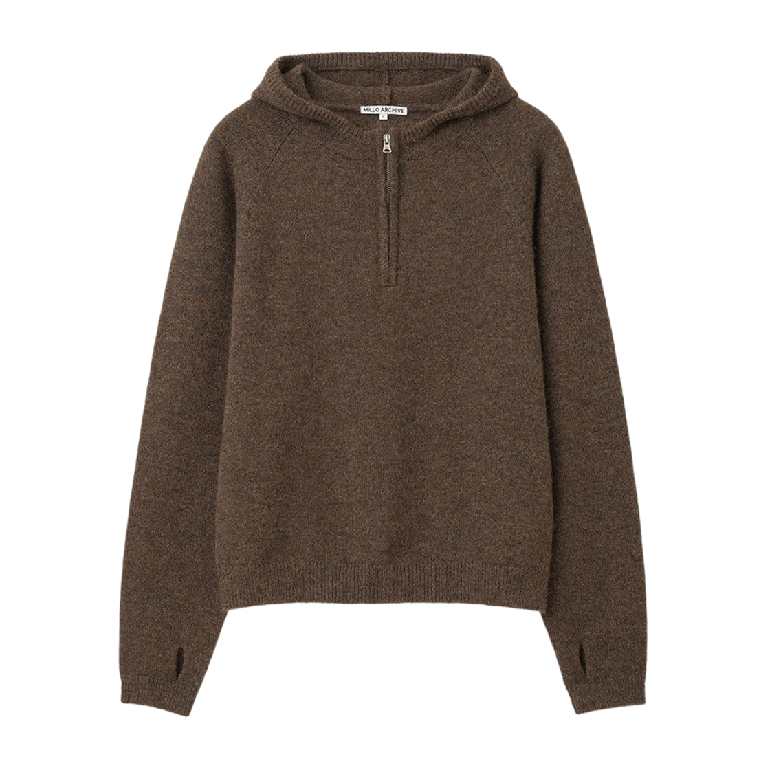 ML956BRW milloarchive Phase Half Zip Knit Hoodie Brown