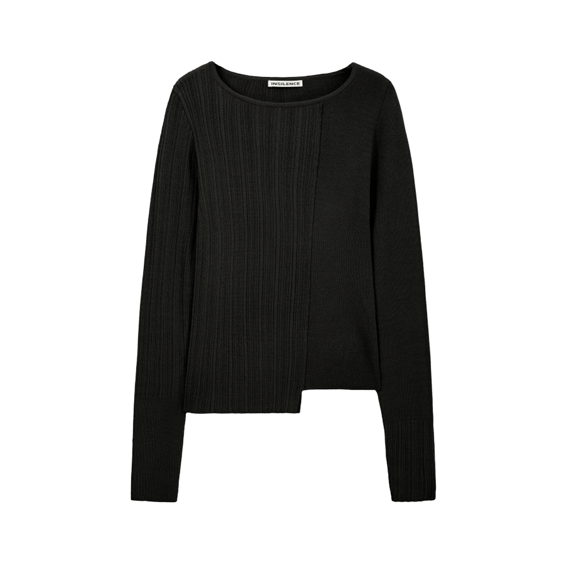 IW2F2KT02BK INSILENCE WOMEN Unbalanced Mixed Knit BLACK