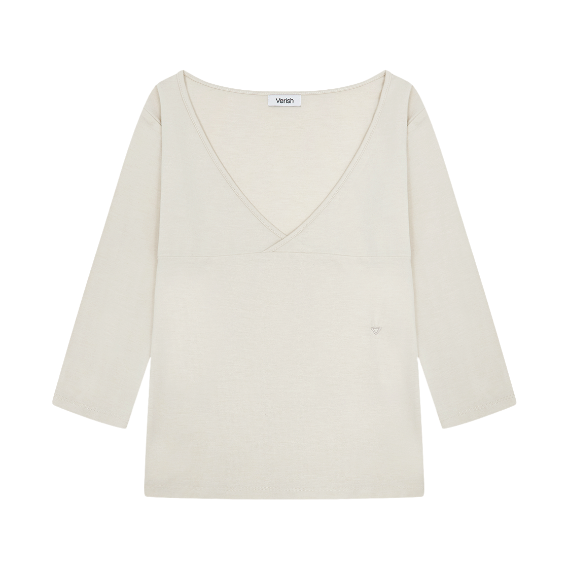 V0726-TP12 Verish EASE FIT Deep V-Neck Half Sleeve T-Shirt Bright Cream