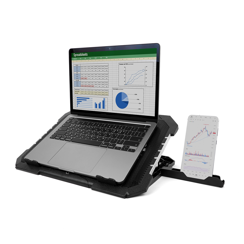 COX CCP20 듀얼 쿨링 LED 노트북 쿨러 거치대 (스마트폰 거치대 포함)(COX CCP20 Dual Fan LED Laptop Cooling Pad Stand (with Phone Holder)) - 3