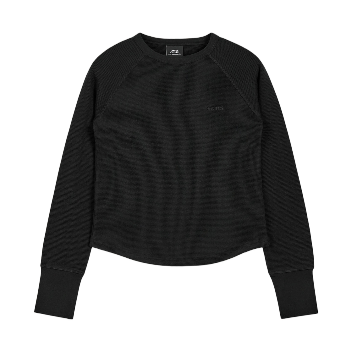 이미스 와플 래글런 롱슬리브 티셔츠 블랙(Emis Waffle Raglan L/S T-Shirt Black) - 1