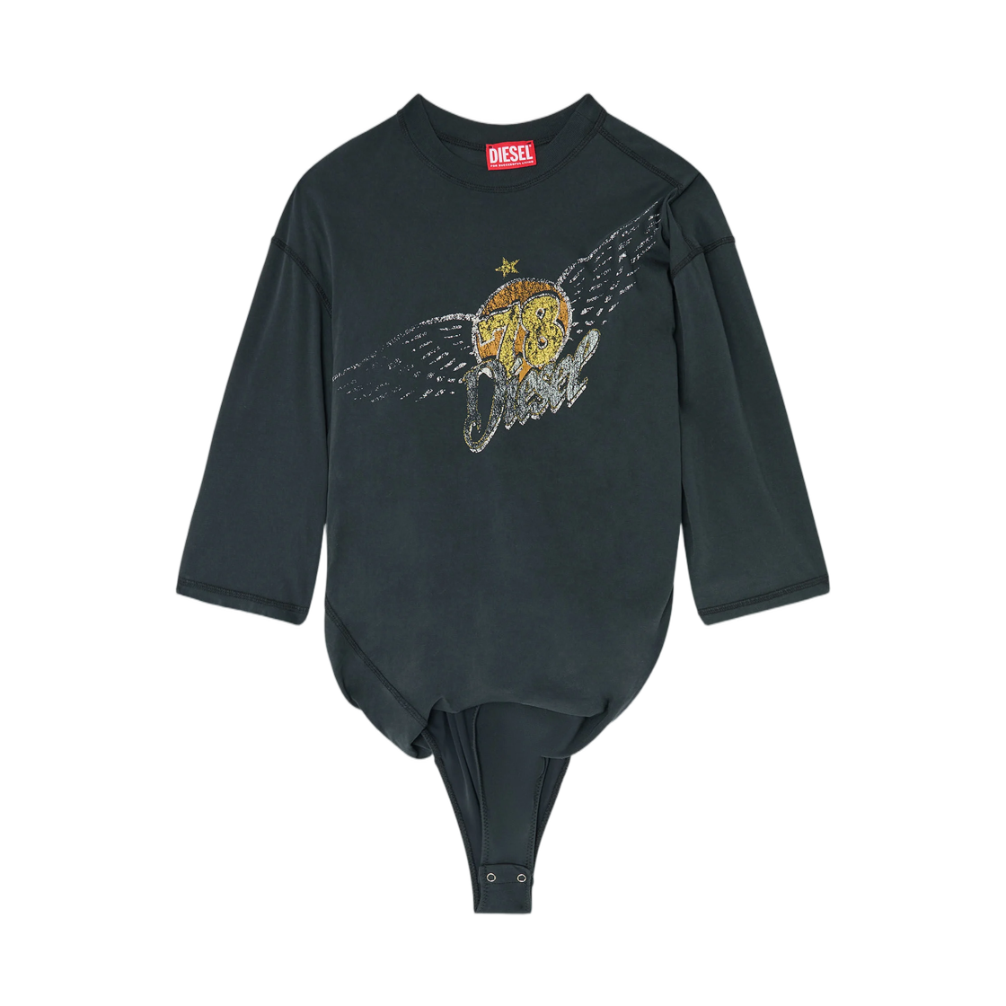 A257610NIBN-9XX (W) Diesel T-Shirt Bodysuit with Concert Graphics Black
