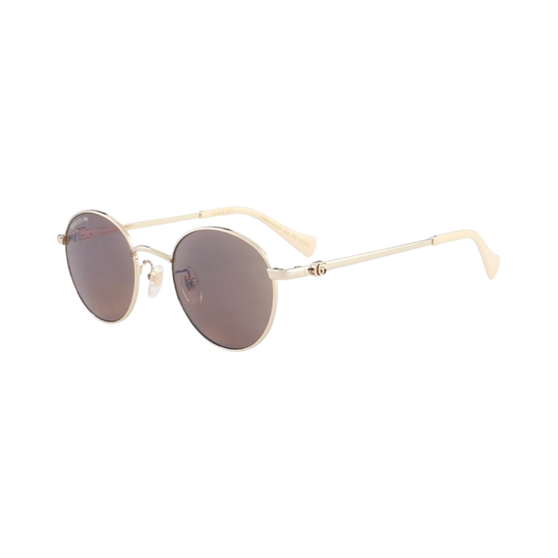 GG1472SJ-001 (W) Gucci Round Frame Metal Sunglasses Gold Transparent