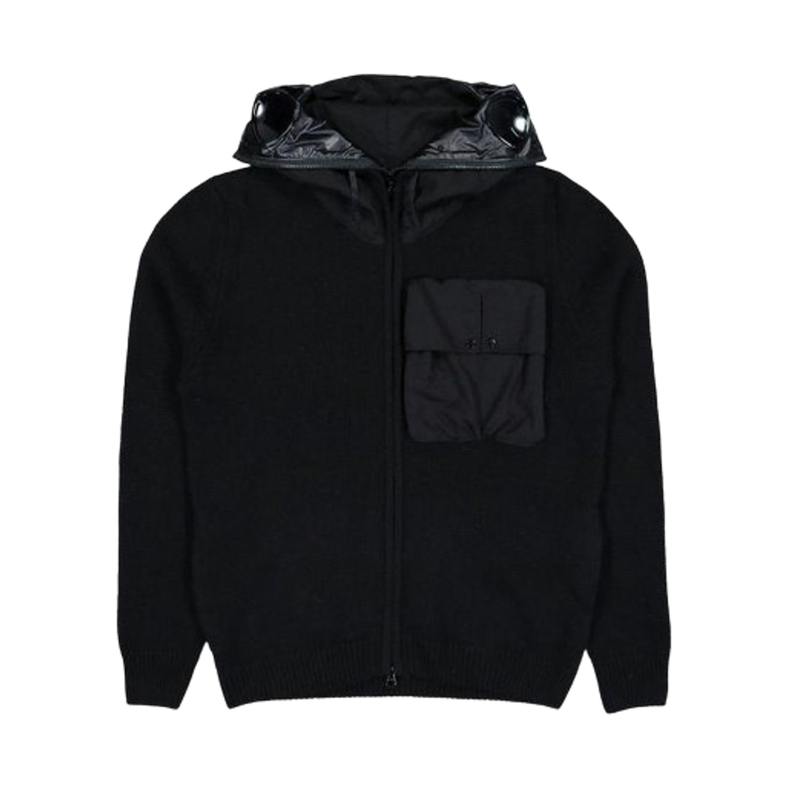 19CMKN245A110149M999 C.P. Company Lambswool Mixed Explorer Sweater Black - 25FW