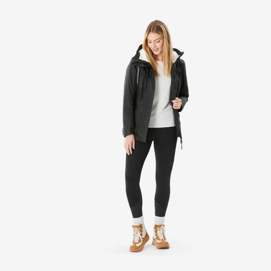 데카트론 여성 등산 방수 재킷 NH500 엑스웜 스모크 블랙(Decathlon Women's Waterproof Hiking Jacket NH500 X-Warm Smoke Black) - 3