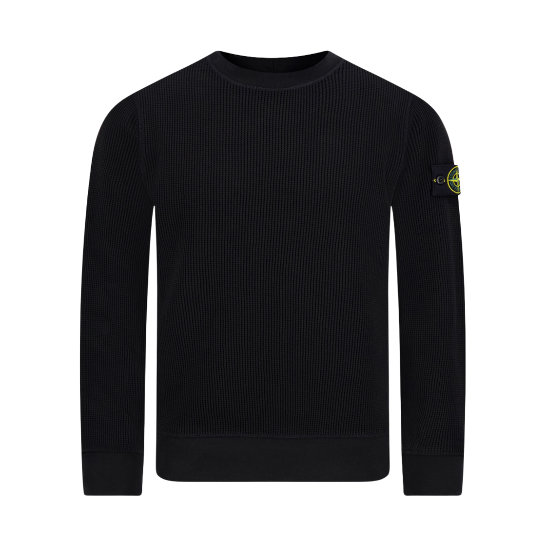L1S15 6100056 S0044 V0029 [20% 쿠폰] Stone Island Patch Waffle Sweatshirt Black - 26SS