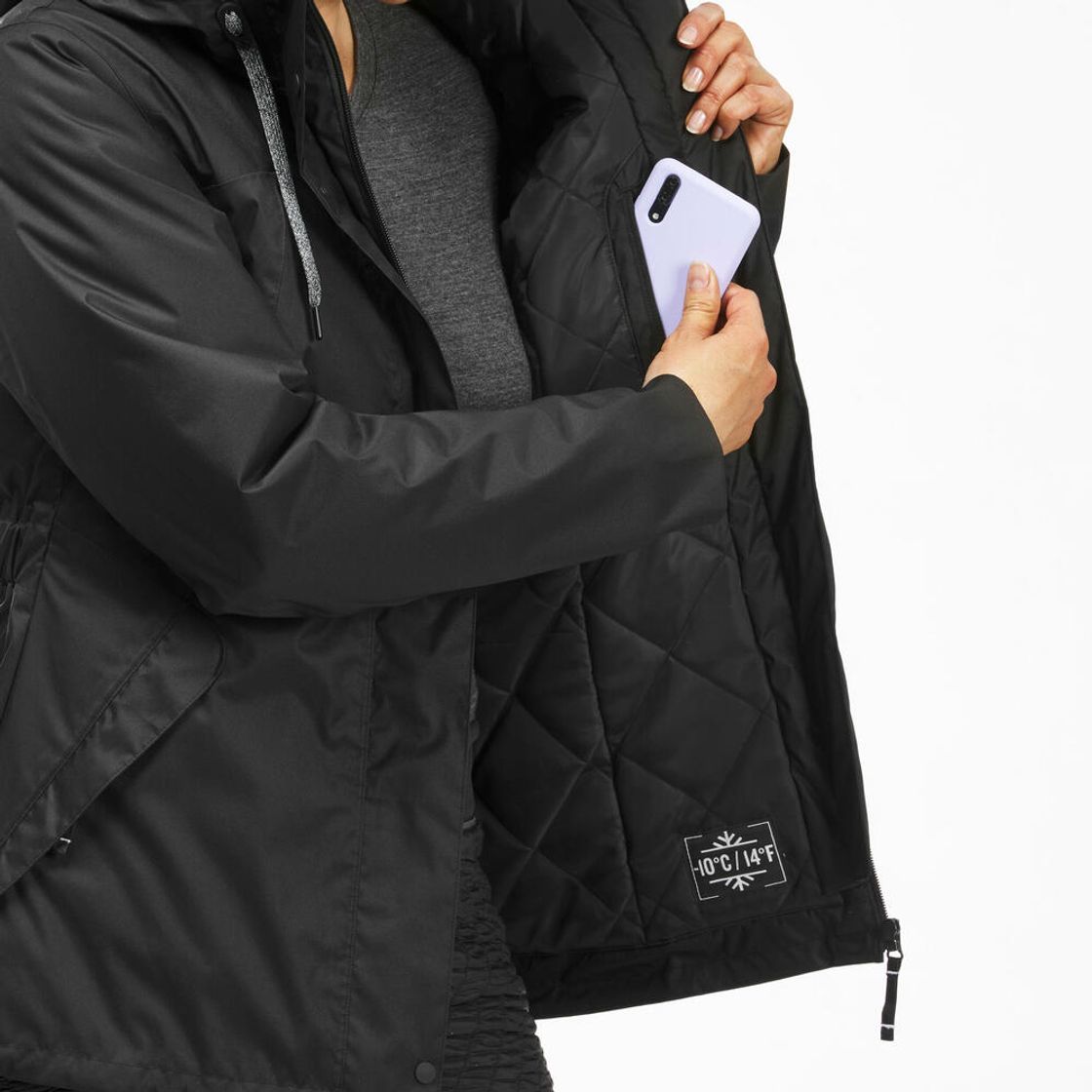 데카트론 여성 등산 방수 재킷 NH500 엑스웜 스모크 블랙(Decathlon Women's Waterproof Hiking Jacket NH500 X-Warm Smoke Black) - 8
