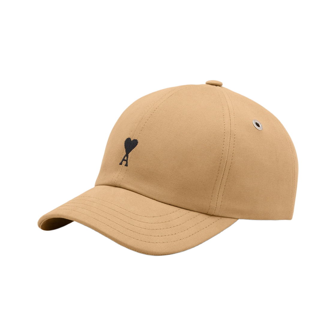 UCP265-AW0041-A184 AMI de Coeur Cotton Gabardine Embroidery Cap Beige Mastic Black