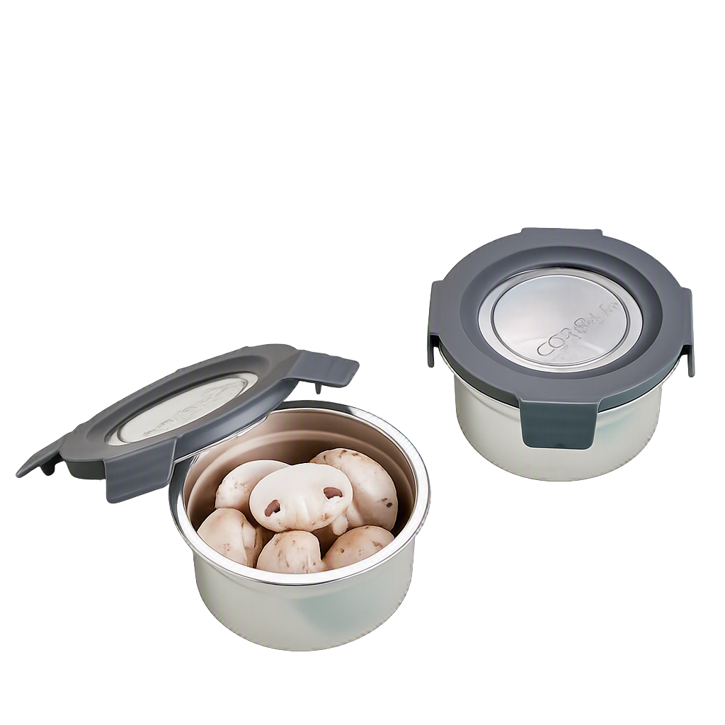 코렐 코디네이츠 스텐 밀폐용기 원형 2종(Corelle Coordinates Stainless Steel Airtight Container Round Set (2‑Piece Set))