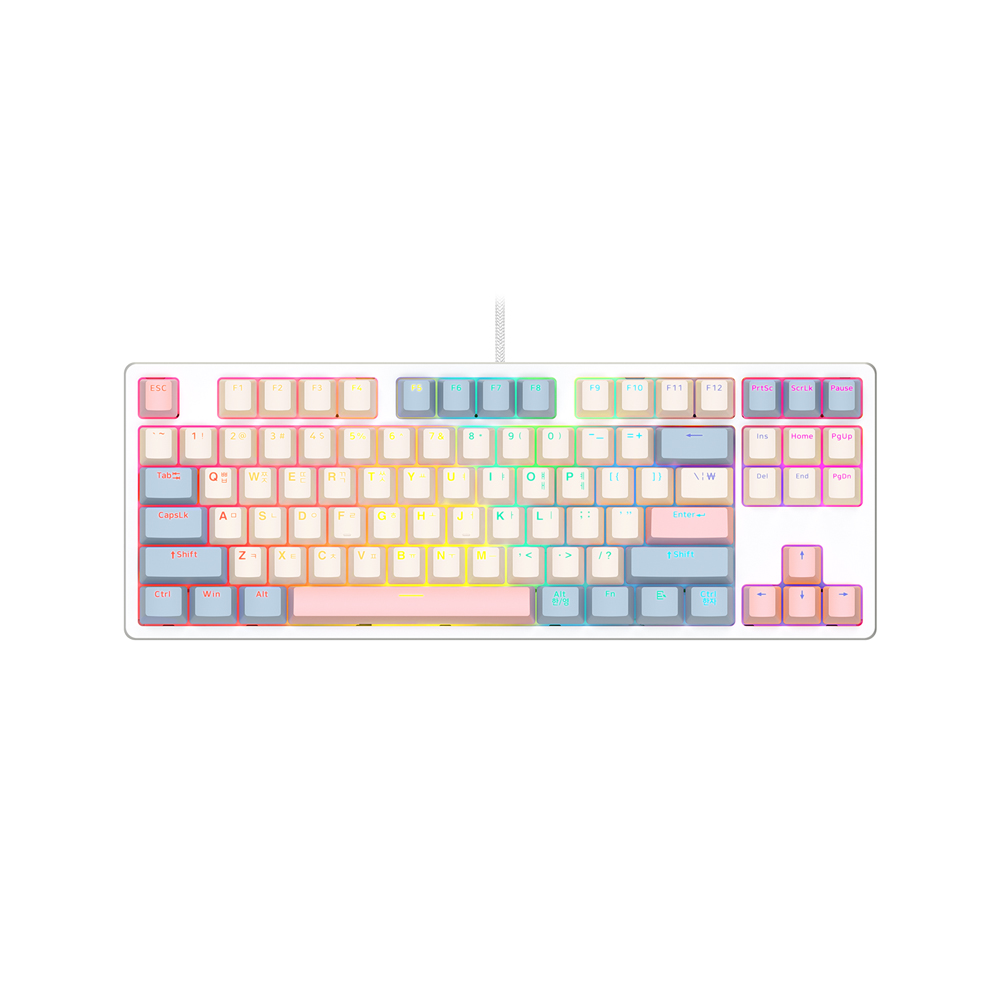 COX CY87K V2 텐키리스 카일광축 게이밍 LED 화이트 적축 (방수)(COX CY87K V2 Tenkeyless Kailh Optical Gaming LED Keyboard, White (Linear Red, Waterproof)) - 3