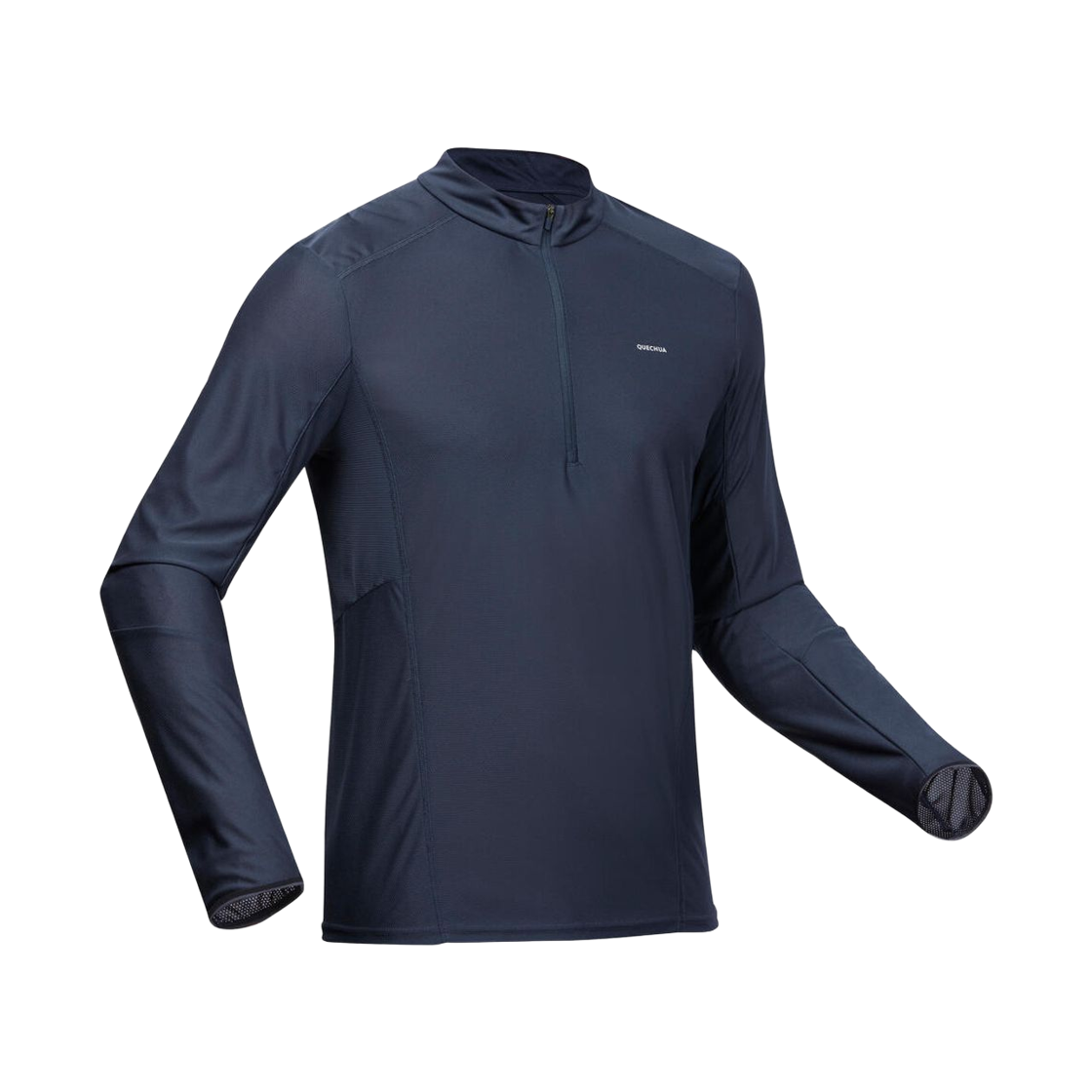 8858926 Decathlon Men's Half-Zip Long-Sleeve Hiking Base Layer MH500 Asphalt Blue