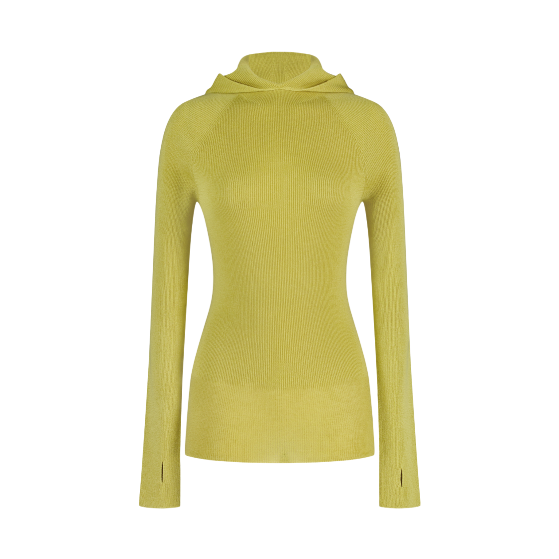쥬키프 립 니트 후드 (워셔블 메리노 울) 번트 옐로우(Juukiff Hooded Ribbed Top In Washable Wool Burnt Yellow) - 1