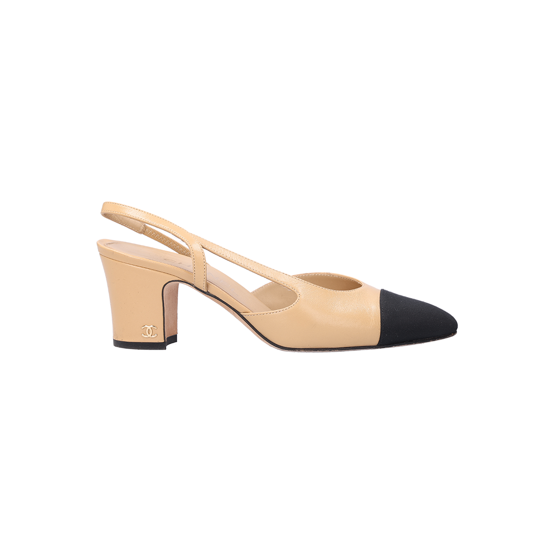 IT7F9NFUB58V Chanel Slingback Goat Skin Grosgrain Beige Black