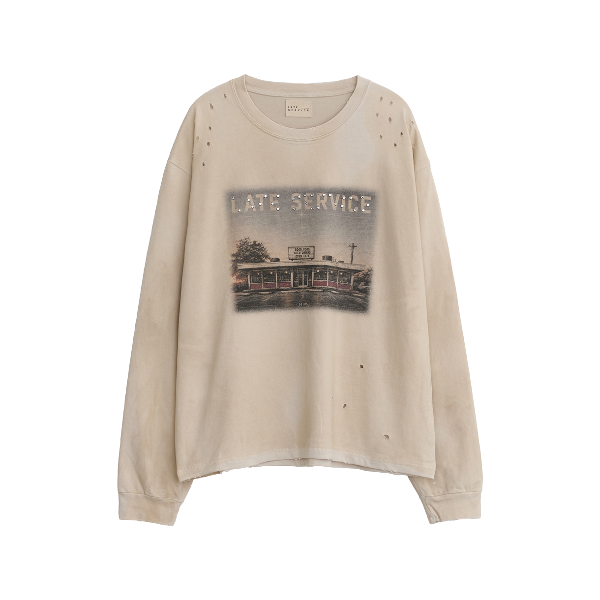 레이트 서비스 레스토랑 티셔츠 크림(LATE SERVICE Restaurant T-Shirt Cream) - 1