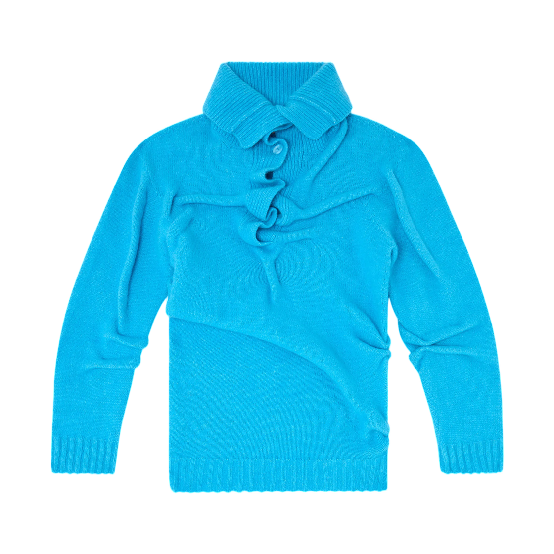 A253980BFBB-8PD (W) Diesel Button-Neck Jumper In Wrinkled Boiled Knit Azure