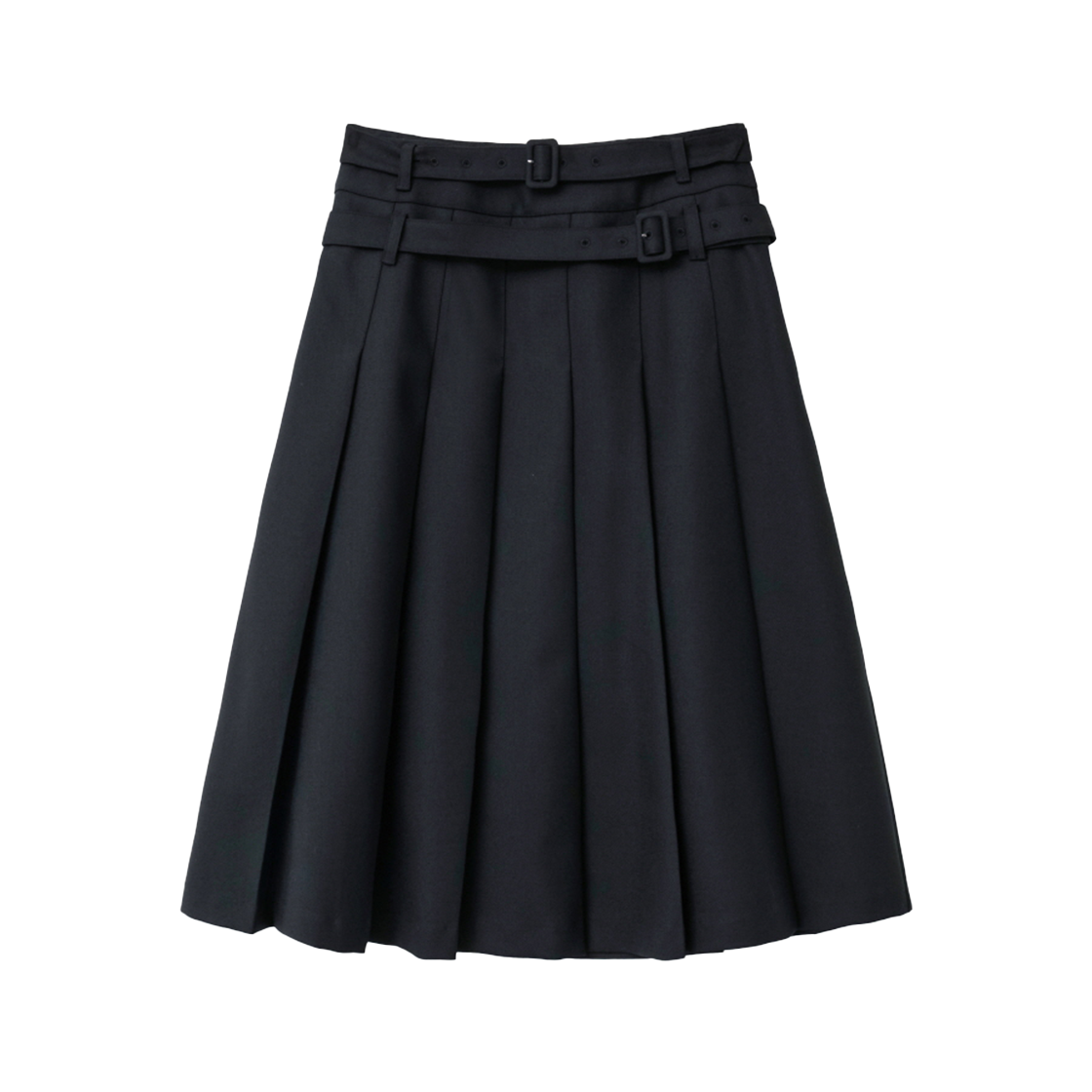 IW2F4SK02BK INSILENCE WOMEN Double-Belted Pleated Skirt BLACK