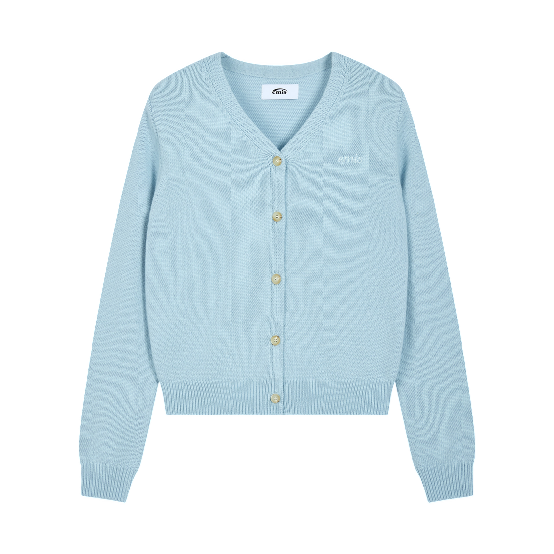 (W) 이미스 V 넥 가디건 스카이 블루((W) Emis V Neck Cardigan Sky Blue)