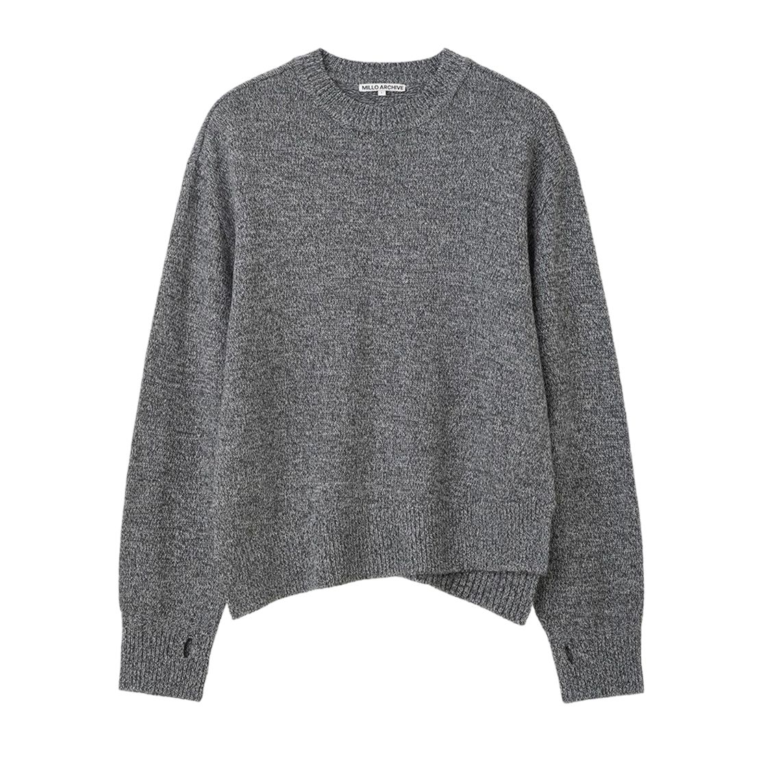 밀로 아카이브 오프셋 슬래시 니트 멜란지 블랙(milloarchive Offset Slash Knit Melange Black)