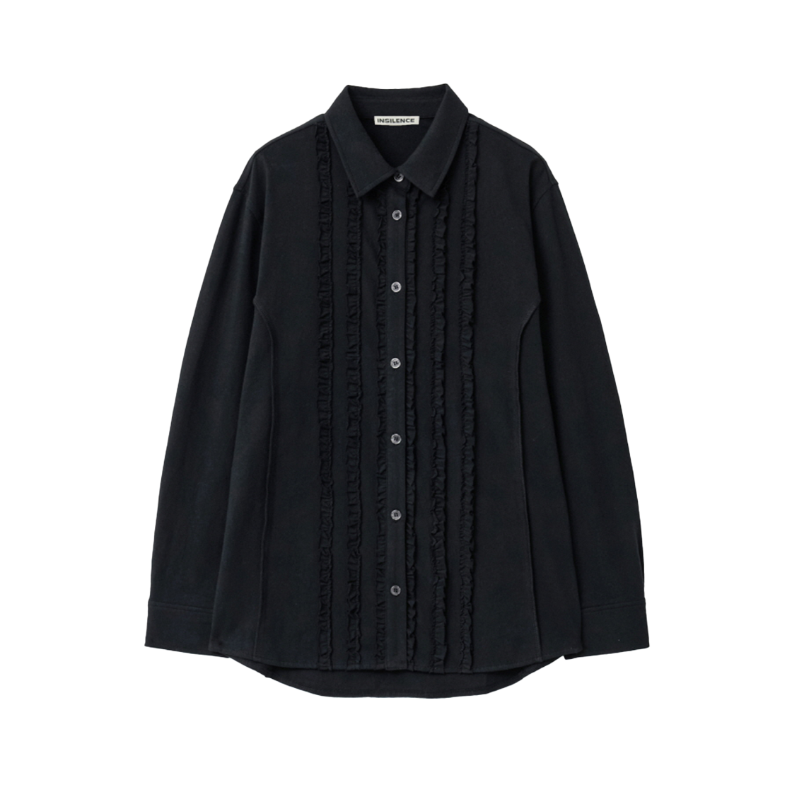 IW2F4SH04BK INSILENCE WOMEN Ruffle Jersey Shirt BLACK