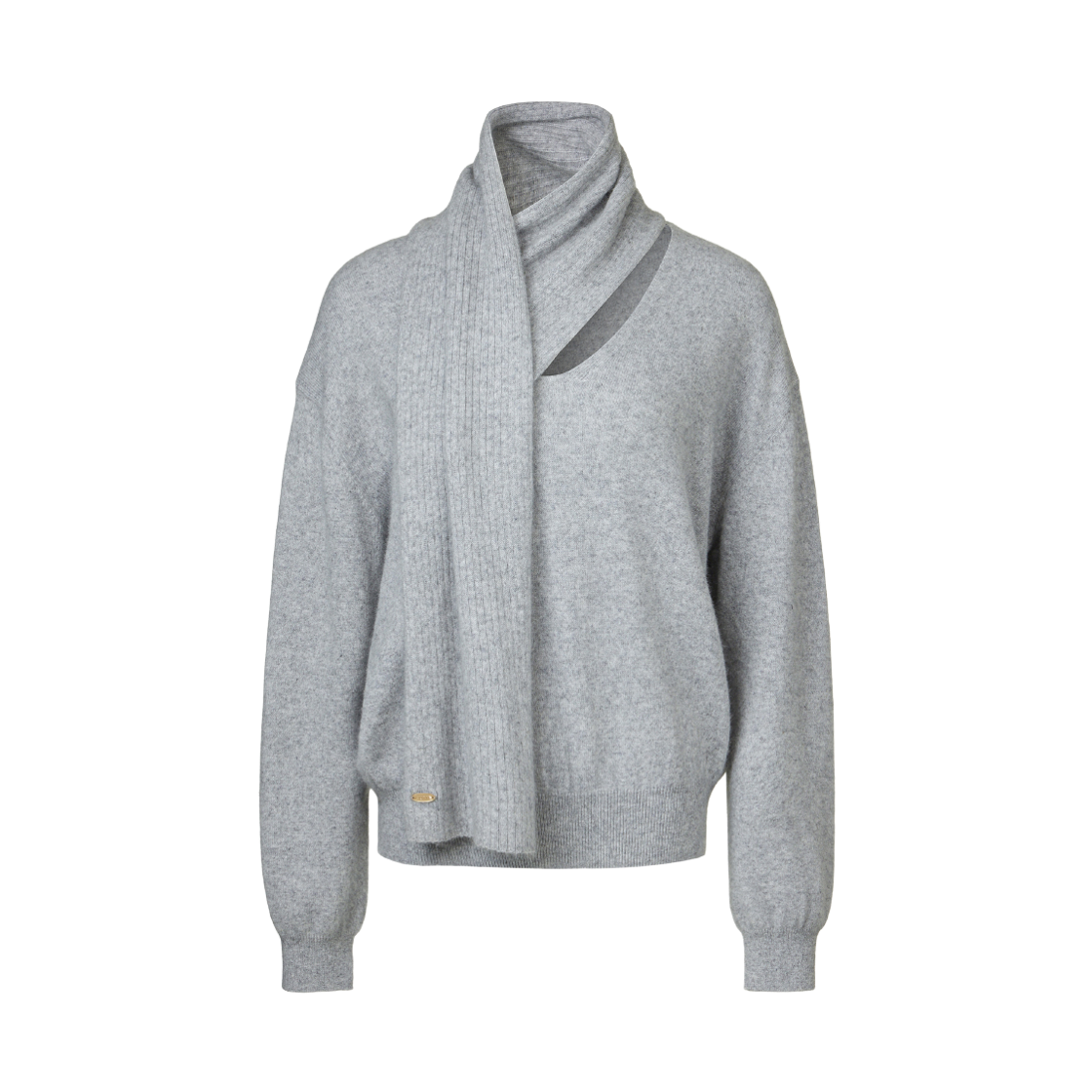 쿠메 라쿤 랩 타이 니트 스웨터 라이트 그레이(KUME Raccoon Blend Muffler Knit Sweater Light Gray) - 2