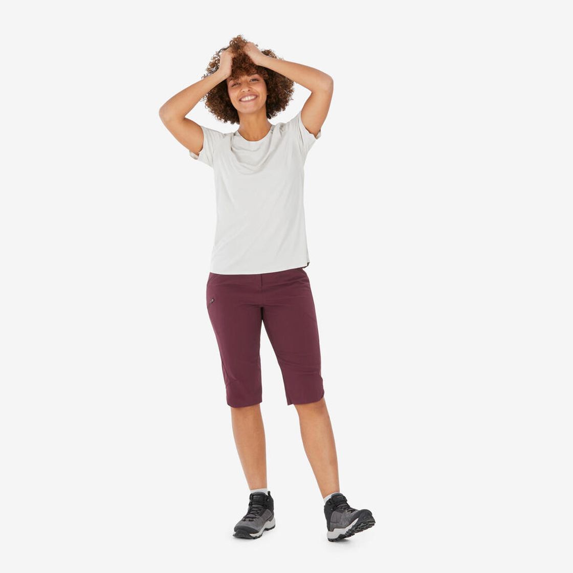 데카트론 여성 경량 등산 반팔 티 MH500 펄 베이지(Decathlon Women's Lightweight Short-Sleeve Hiking T-Shirt MH500 Pearl Beige) - 6
