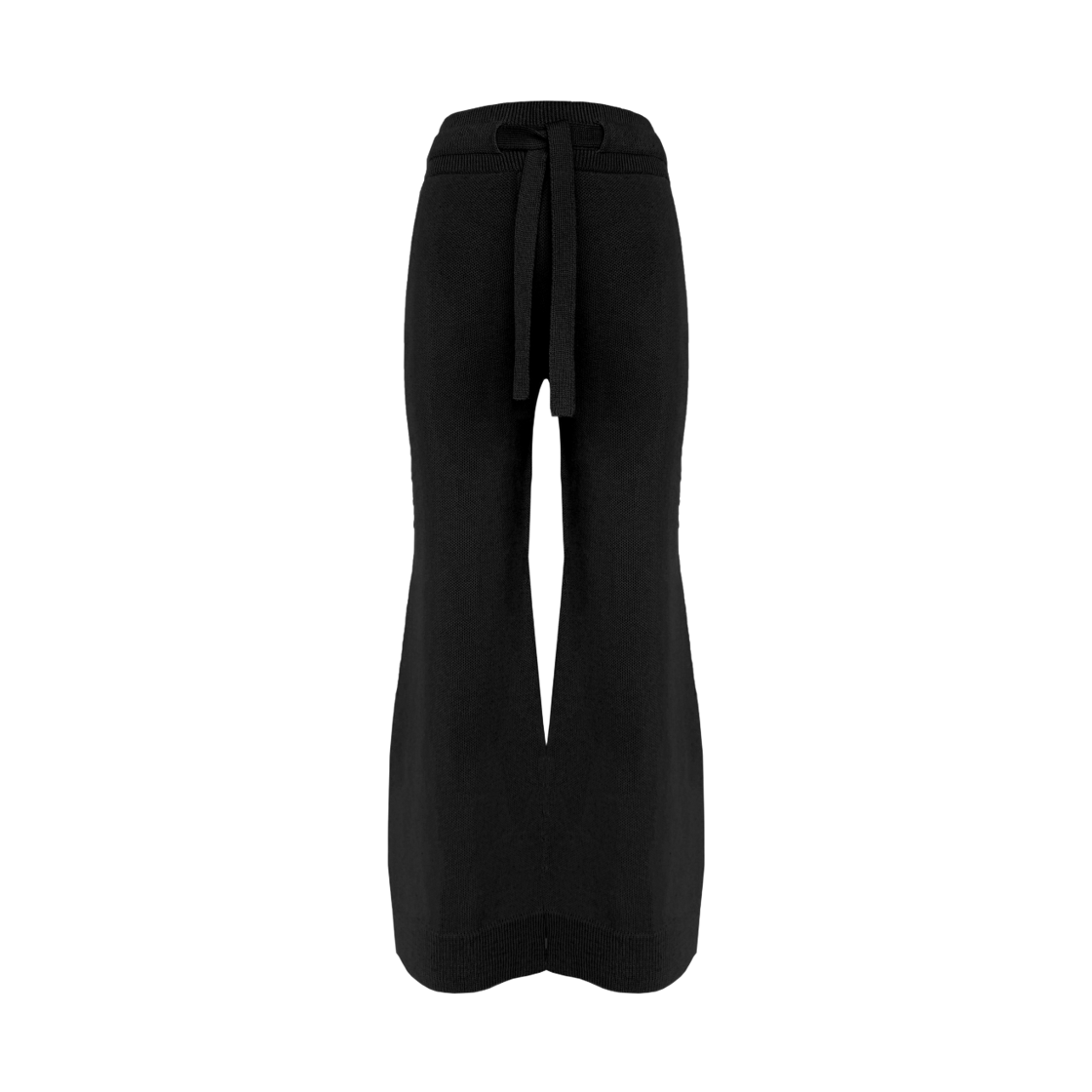 쥬키프 드로우 스트링 부츠컷 니트 팬츠 (워셔블 메리노 울) 블랙(Juukiff Drawstring Bootcut Trouser In Washable Wool Black)