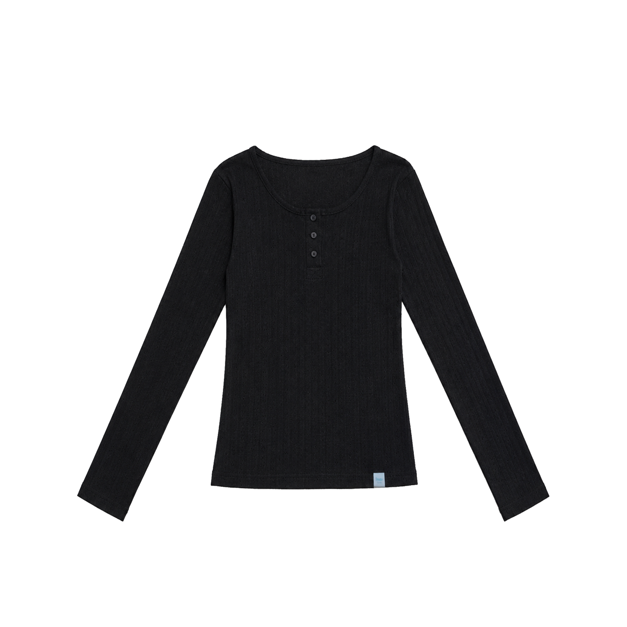 아일렛 라운드 티셔츠 - 블랙(Eyelet round tshirt - black)