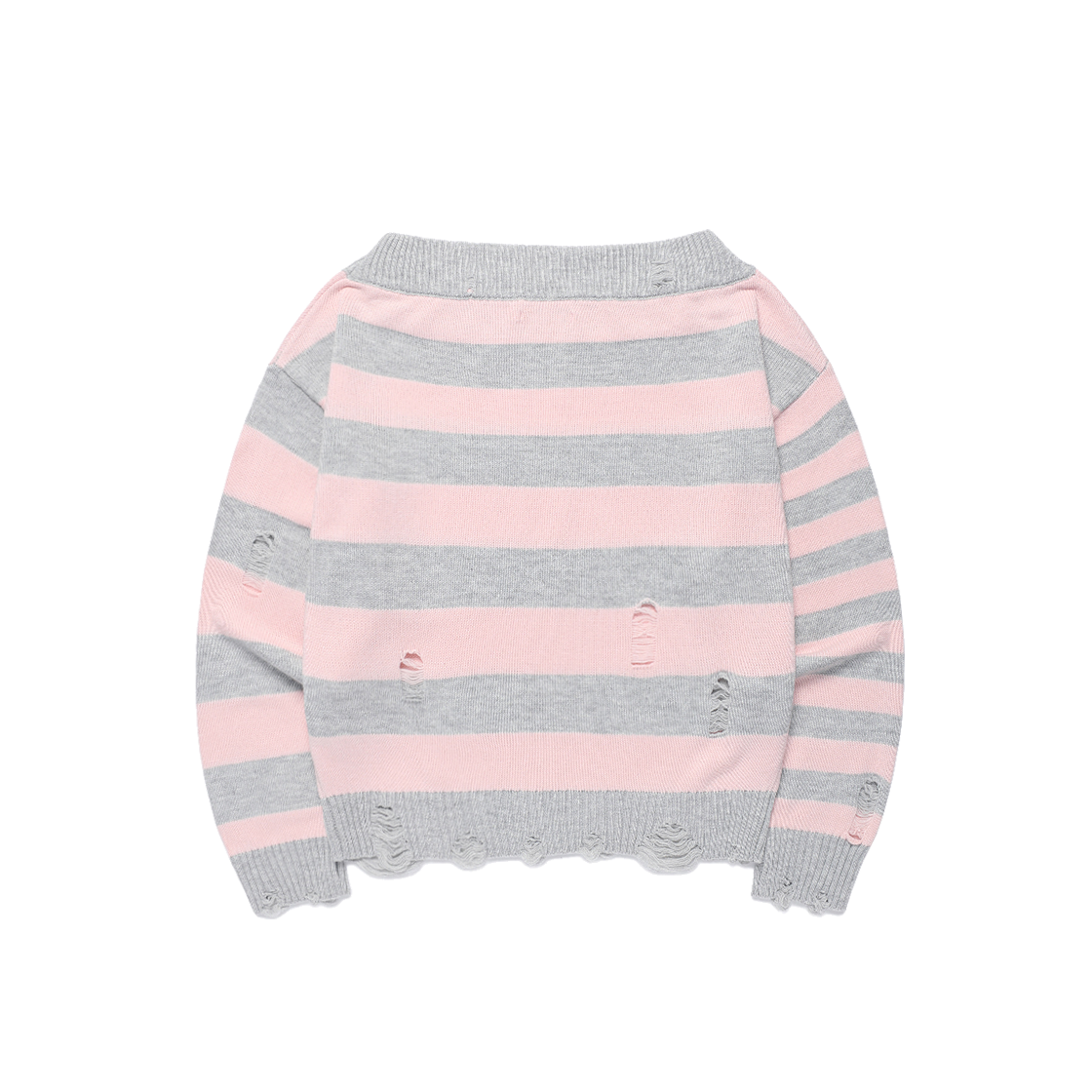 카비시 데미지드 스타 스트라이프 오프숄더 니트 핑크(CAVISH Damaged Star Stripe Off Shoulder Knit Pink) - 2