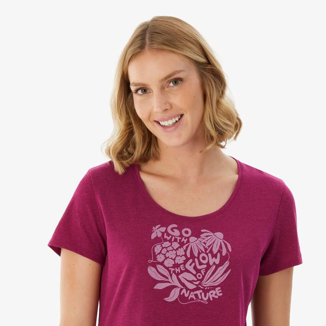 데카트론 여성 하이킹 반팔 티 NH500 체리 퍼플(Decathlon Women's Short-Sleeve Hiking T-Shirt NH500 Cherry Purple) - 6