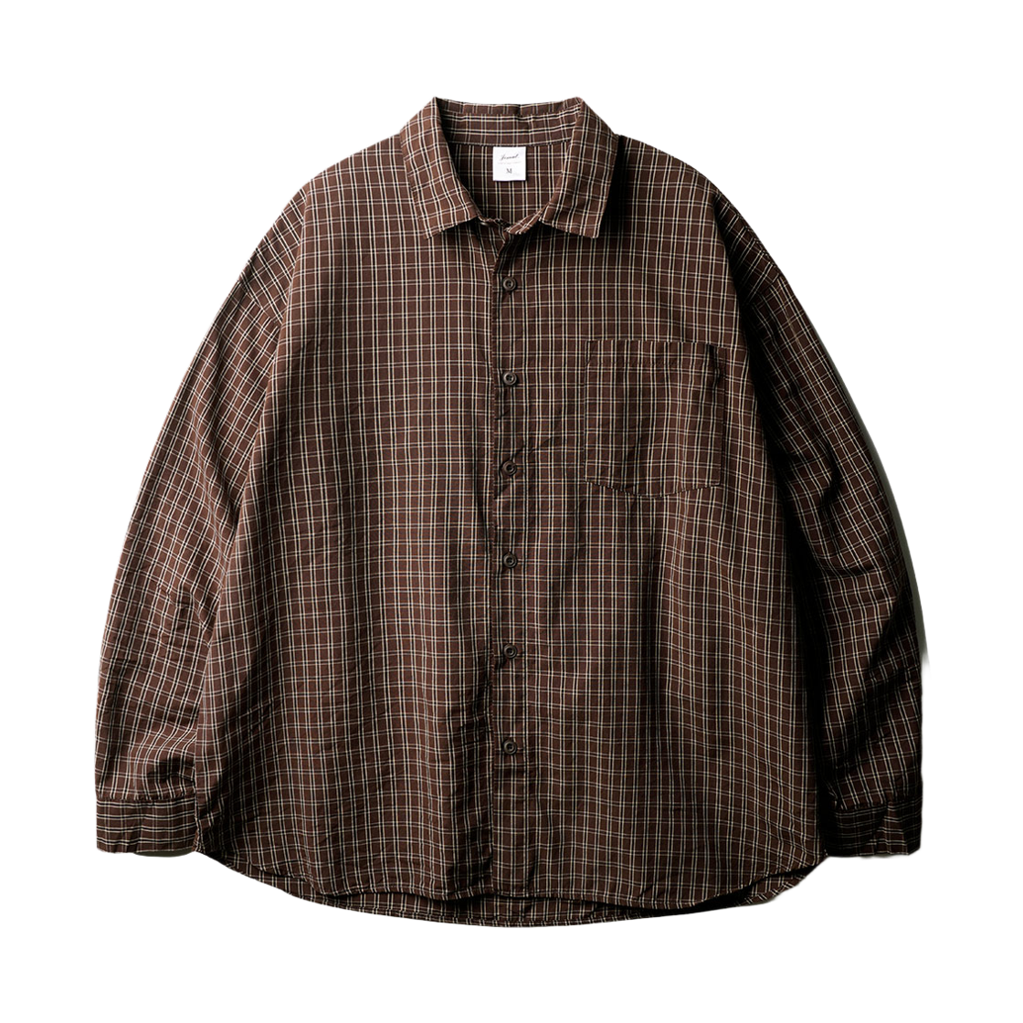 KJLS2599_brown_29 Prezel Overfit Check Shirts Brown KJLS2599