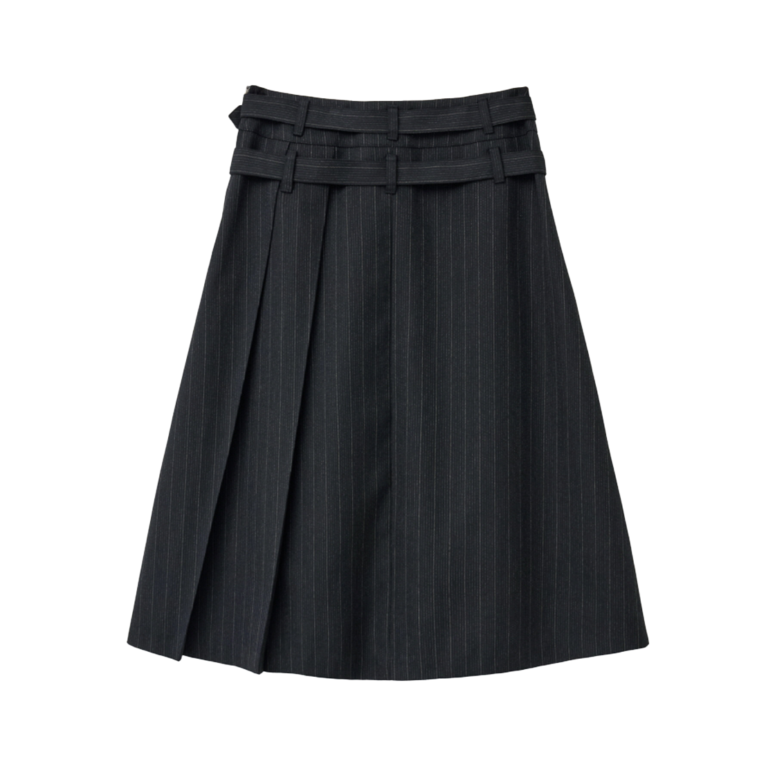 인사일런스우먼 더블 벨티드 플리츠 스커트 스트라이프(INSILENCE WOMEN Double-Belted Pleated Skirt STRIPE) - 2