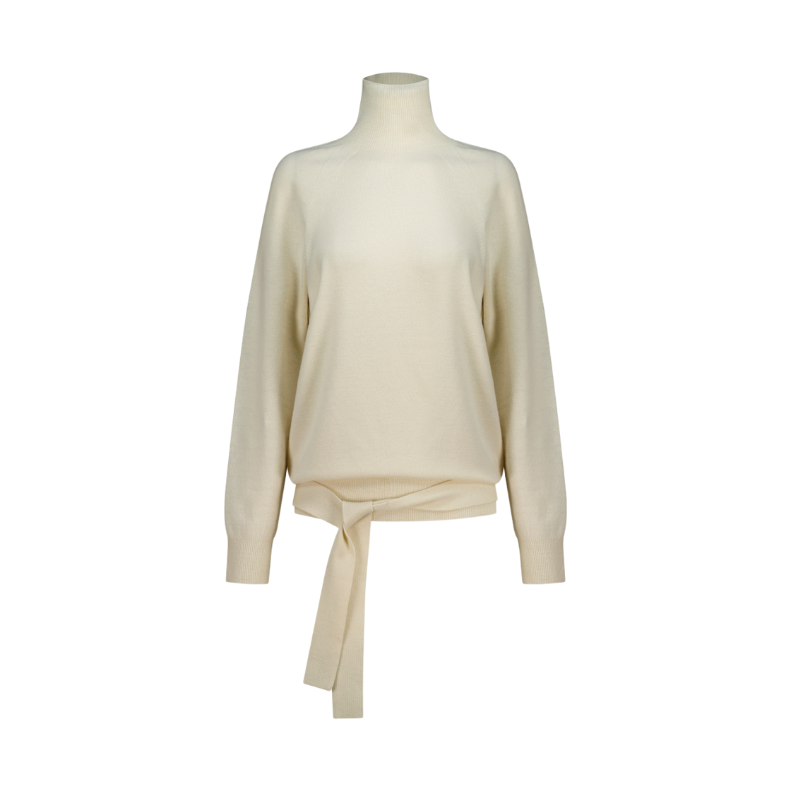25AWMATO03CR Juukiff Belted High-Neck Pullover In Wool Cream