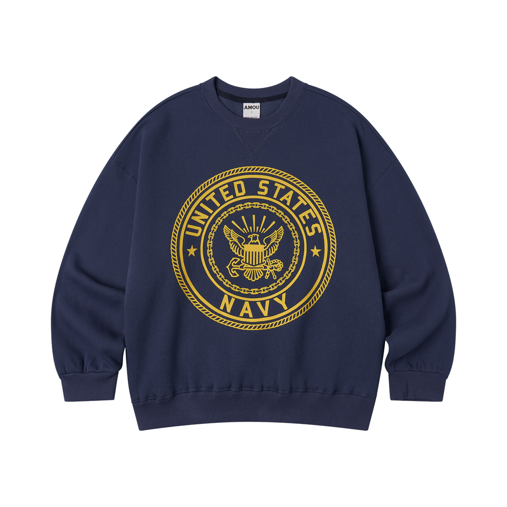 AM26FWMT03BL AMOU [Fleece] US Navy Sweat Shirts Blue